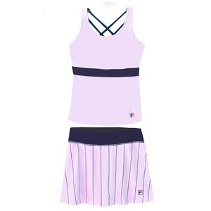 Fila Heritage Lilac and Navy blue Tennis Skort and Tank Top Outfit Size Small